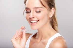 Young woman at dentist's, Invisalign orthodontics