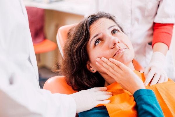 A woman with a toothache